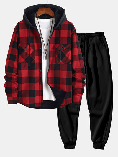Chemise à capuche doublée de flanelle polaire et pantalon de jogging