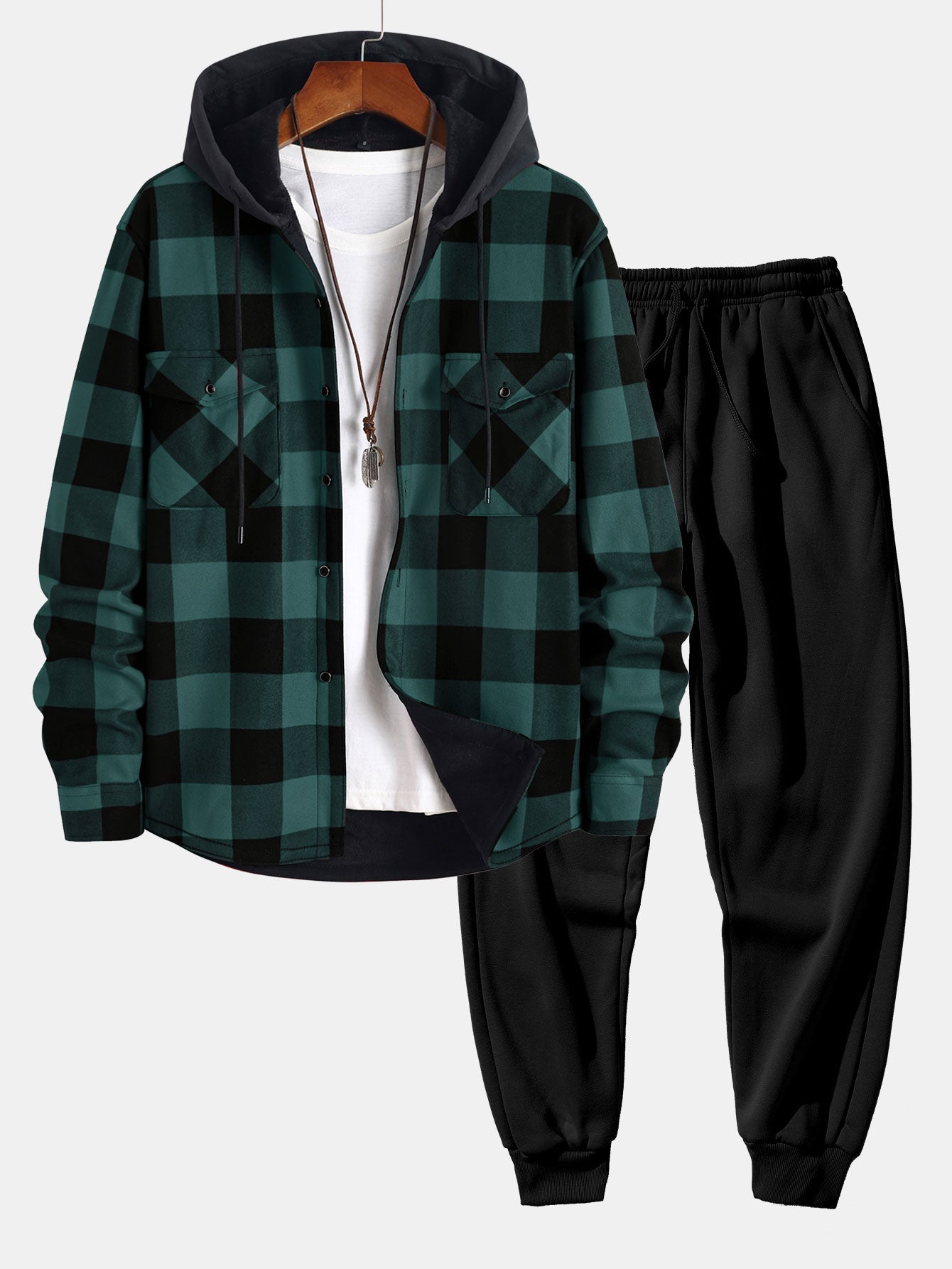 Chemise à capuche doublée de flanelle polaire et pantalon de jogging