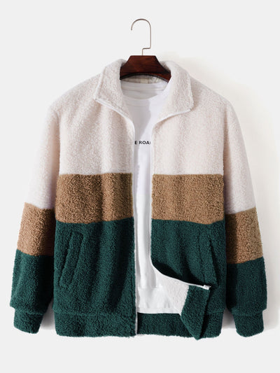 Manteau zippé en polaire Teddy à blocs de couleurs