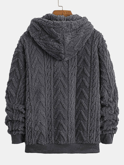 Sweat à capuche zippé en jacquard géométrique Teddy