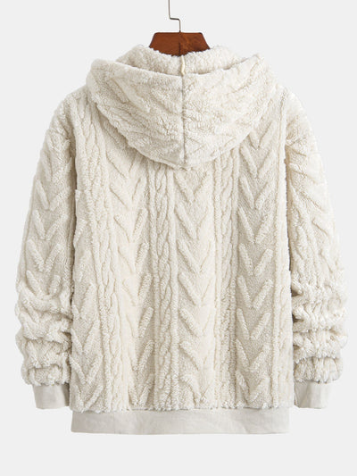 Sweat à capuche zippé en jacquard géométrique Teddy