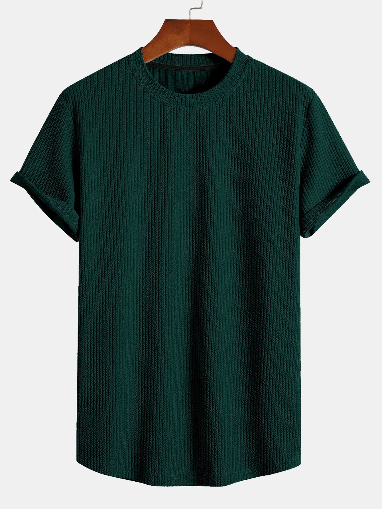 T-shirt côtelé à ourlet arrondi et coupe près du corps
