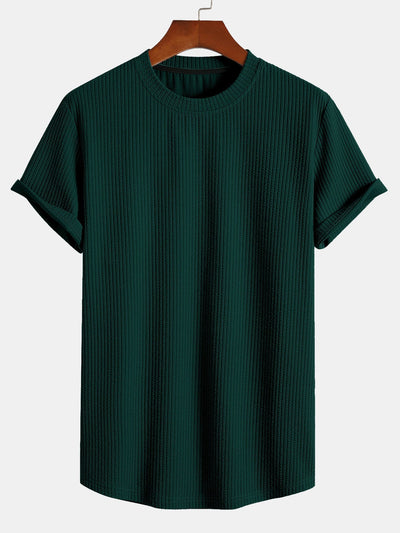 T-shirt côtelé à ourlet arrondi et coupe près du corps