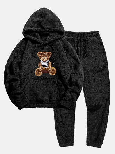 Sweat à capuche et pantalon de jogging Teddy avec patch brodé ours