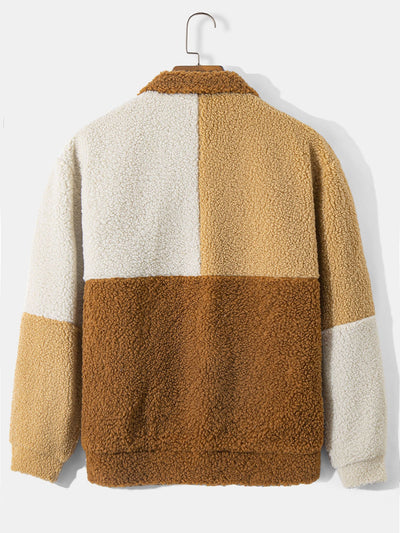 Color Block Teddy Fleece Coat