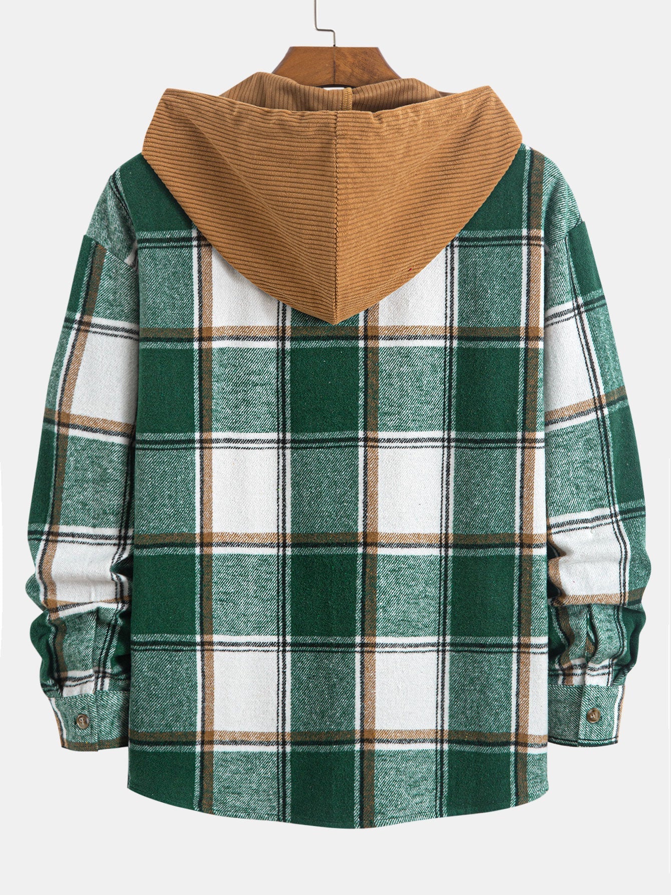Chemise à capuche en velours côtelé contrasté coupe décontractée