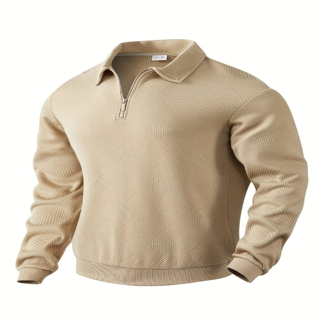 Oscar – Pull zippé vintage à motif géométrique