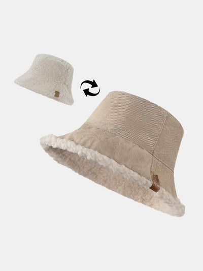 Casquette multifonctionnelle en velours côtelé et cachemire, épaisse et chaude, douce et moelleuse, pouvant être portée dans les deux sens.