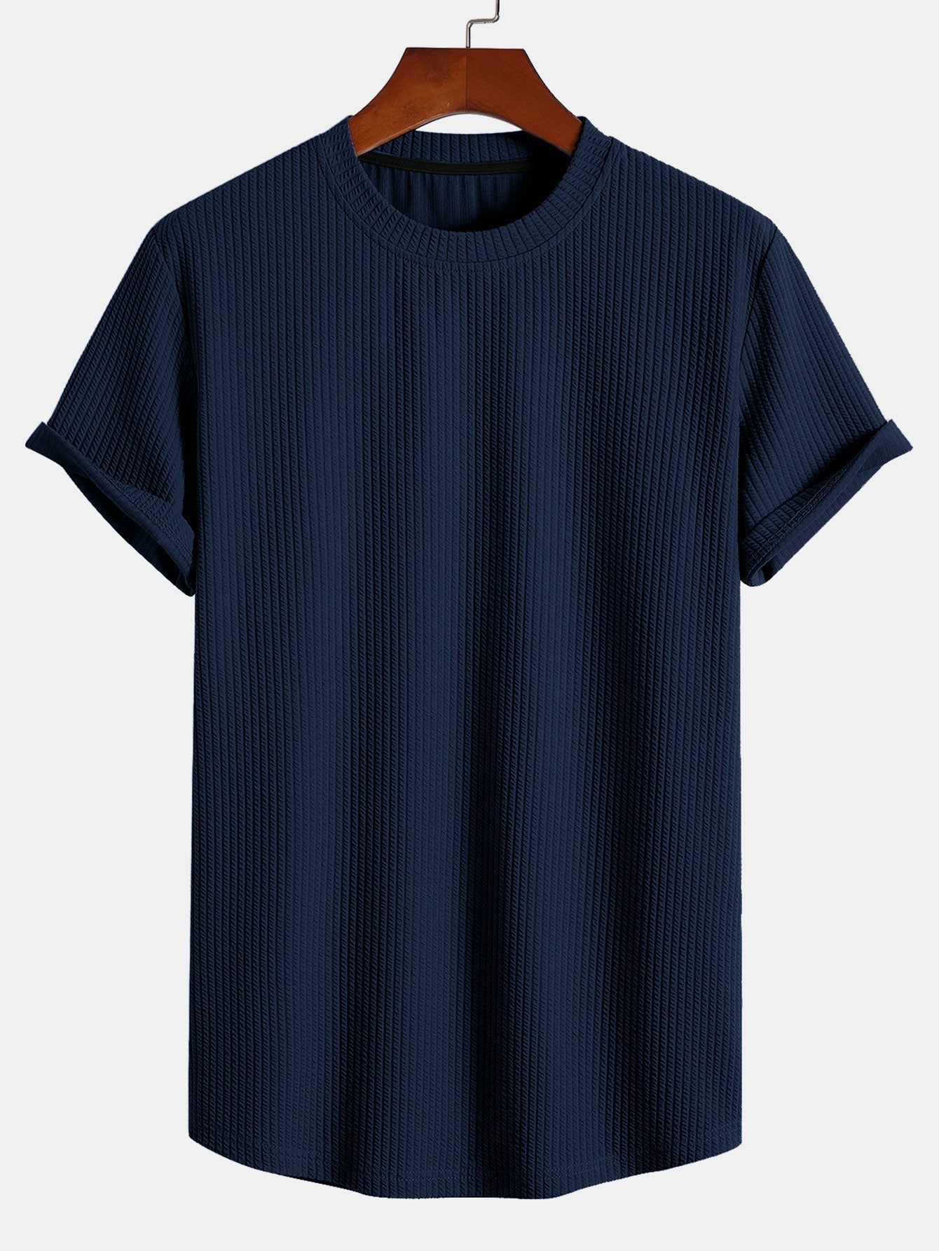 T-shirt côtelé à ourlet arrondi et coupe près du corps