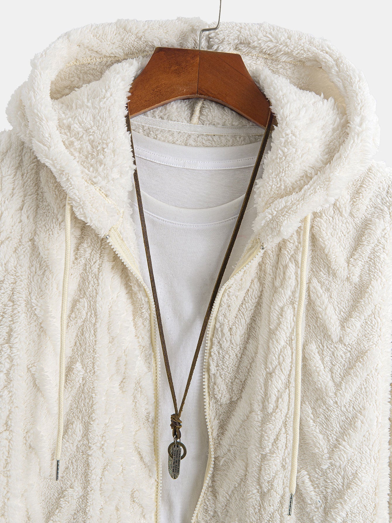 Sweat à capuche zippé en jacquard géométrique Teddy