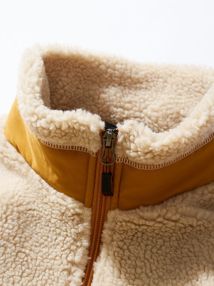 CRERI Zipper Through Teddy Faux Fur Jacket