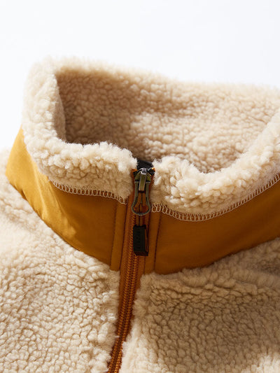 CRERI Zipper Through Teddy Faux Fur Jacket