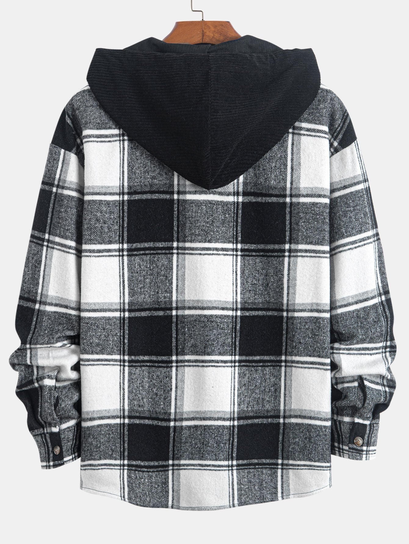 Chemise à capuche en velours côtelé contrasté coupe décontractée