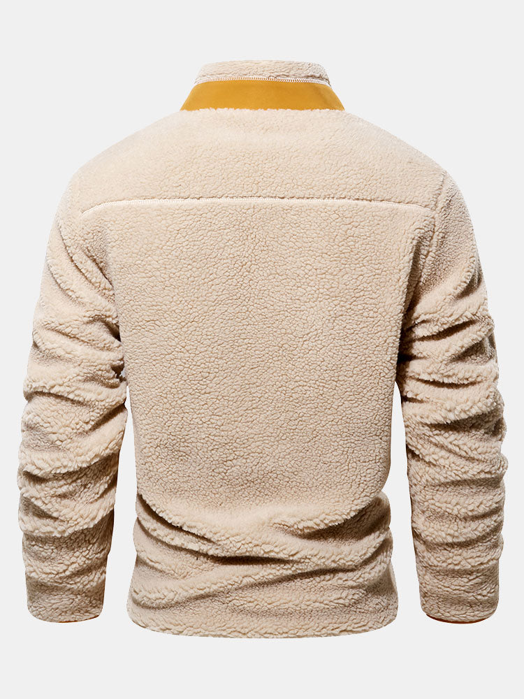 CRERI Zipper Through Teddy Faux Fur Jacket