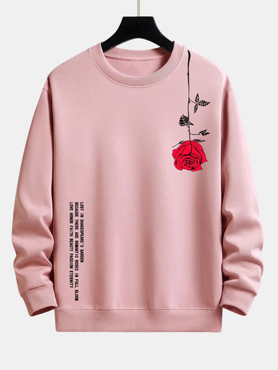 Sweat-shirt décontracté à imprimé rose et slogan