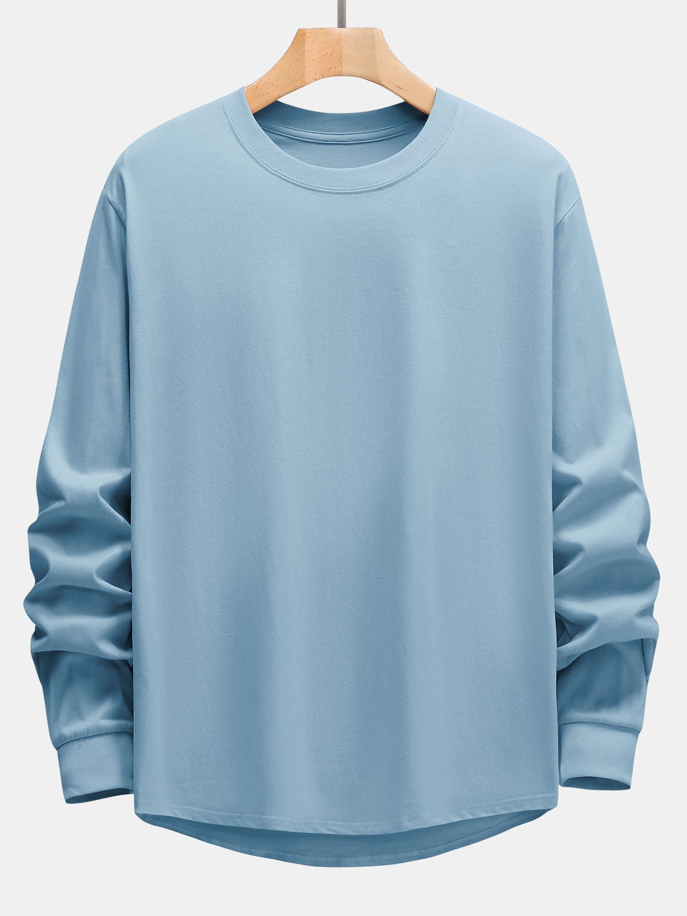 T-shirt basique à manches longues et ourlet en arc épais