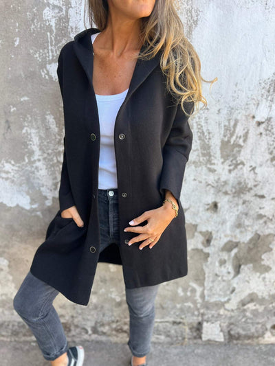 Adriana | Cardigan boutonné à capuche 