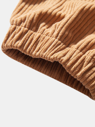 Chemise à capuche à carreaux en velours côtelé contrasté coupe décontractée et pantalon de jogging cargo en velours côtelé à cordon de serrage
