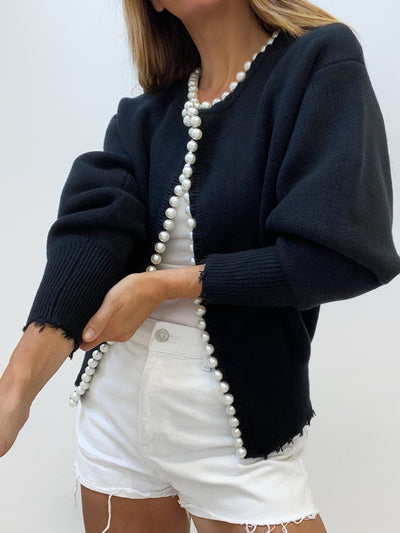 Wena | Cardigan à ourlet déchiré et bordure perlée 