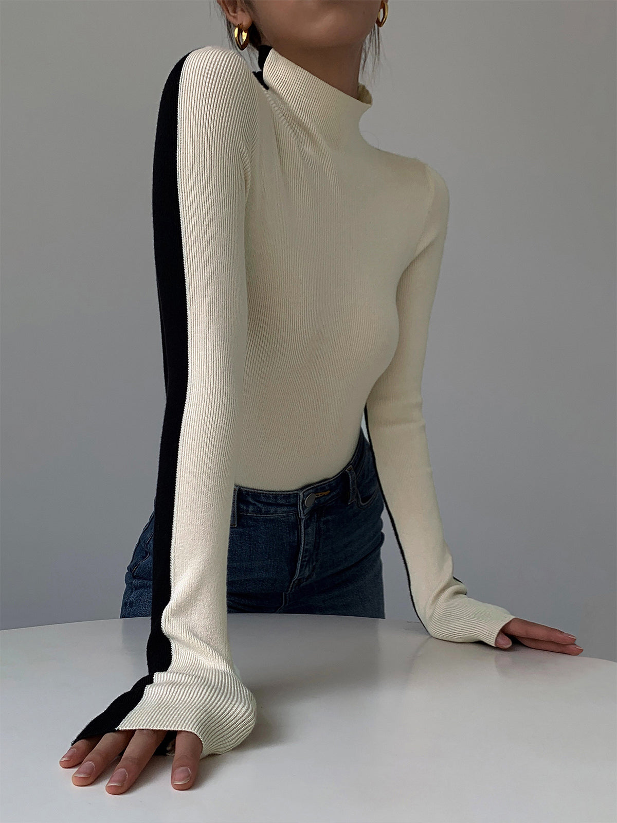 Tessa | Two Tone Long Sleeve Top