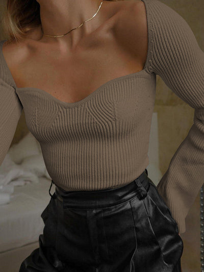 Linda | Sweetheart Long Sleeve Knit Top