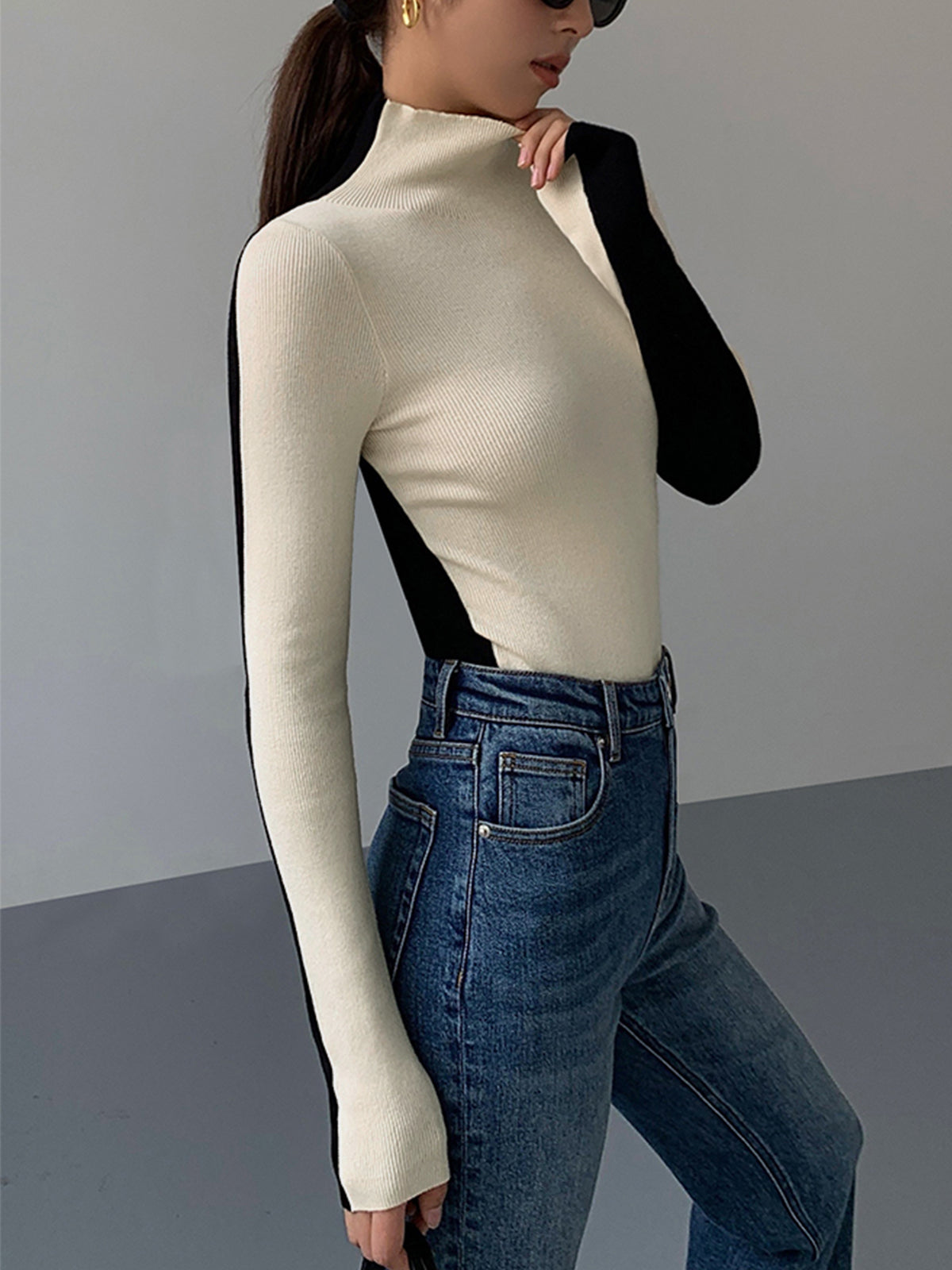 Tessa | Two Tone Long Sleeve Top