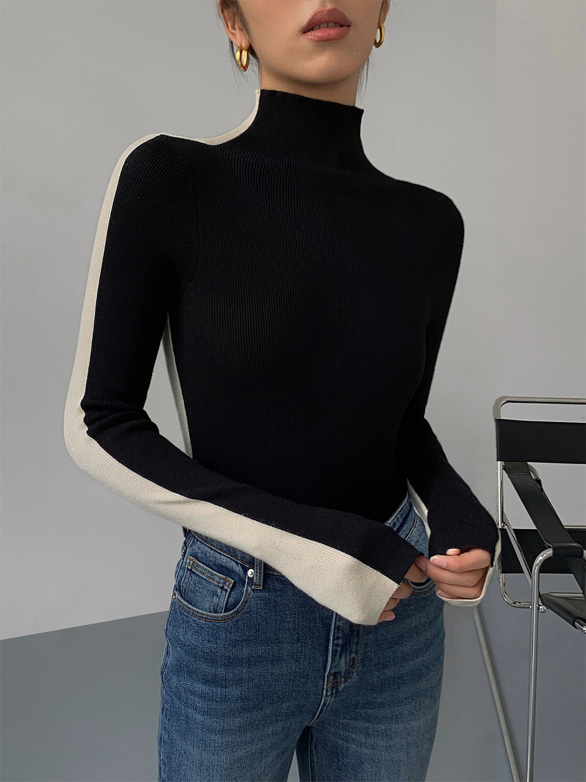 Tessa | Two Tone Long Sleeve Top
