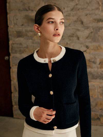 Emely | Cardigan en jersey à bordure contrastante 