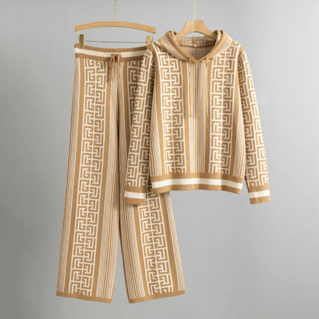 Ameline-Méandre™ | Ensemble sweat à capuche et pantalon en tricot