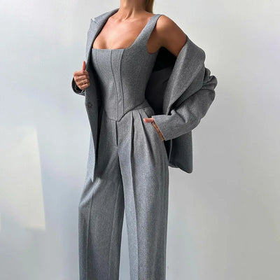Élodie-Lys™ | Ensemble 3 pièces (corsetto, blazer et pantalon)