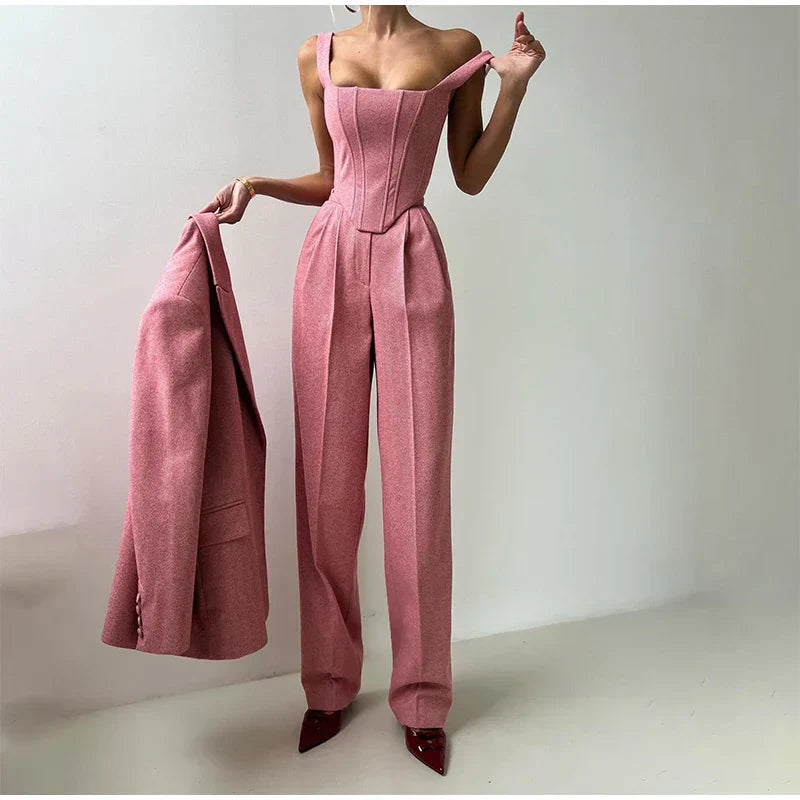 Élodie-Lys™ | Ensemble 3 pièces (corsetto, blazer et pantalon)