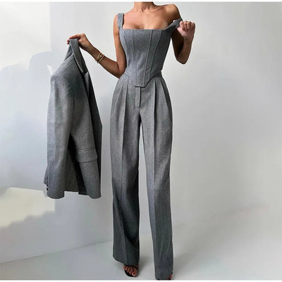 Élodie-Lys™ | Ensemble 3 pièces (corsetto, blazer et pantalon)