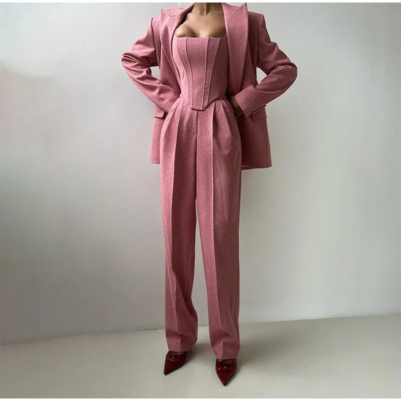 Élodie-Lys™ | Ensemble 3 pièces (corsetto, blazer et pantalon)