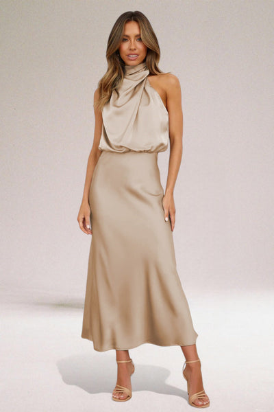 Flavia™ | Robe dos nu en satin glamour 