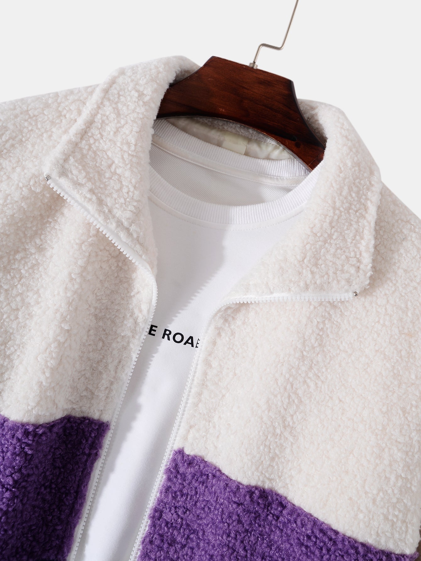 Manteau zippé en polaire Teddy à blocs de couleurs
