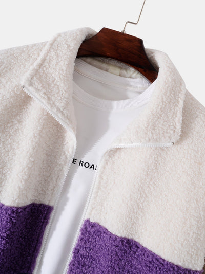 Manteau zippé en polaire Teddy à blocs de couleurs