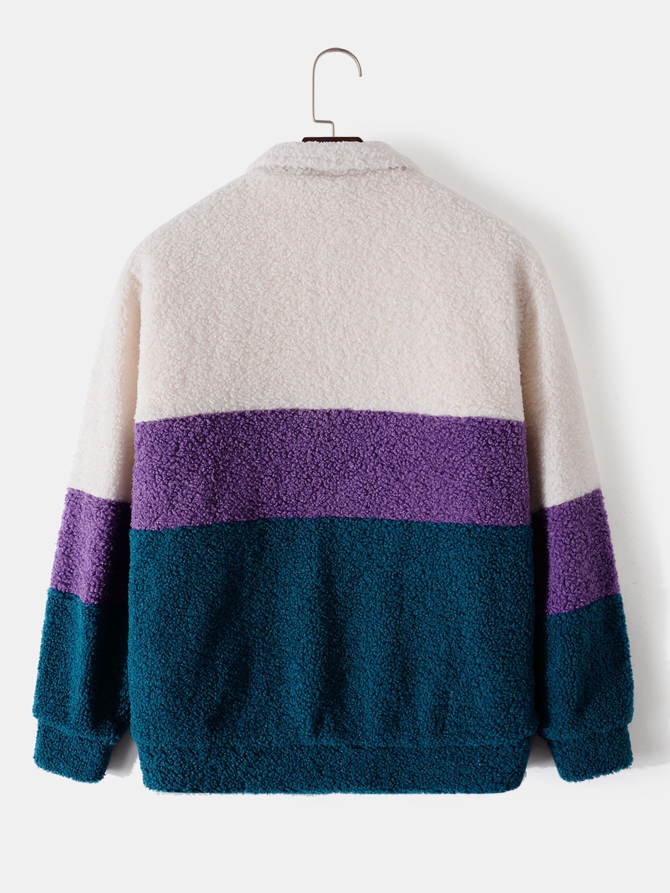Manteau zippé en polaire Teddy à blocs de couleurs