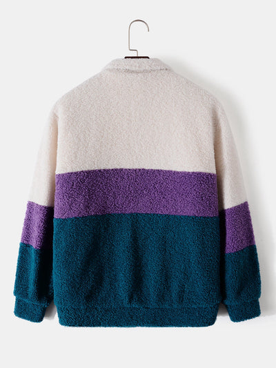 Manteau zippé en polaire Teddy à blocs de couleurs