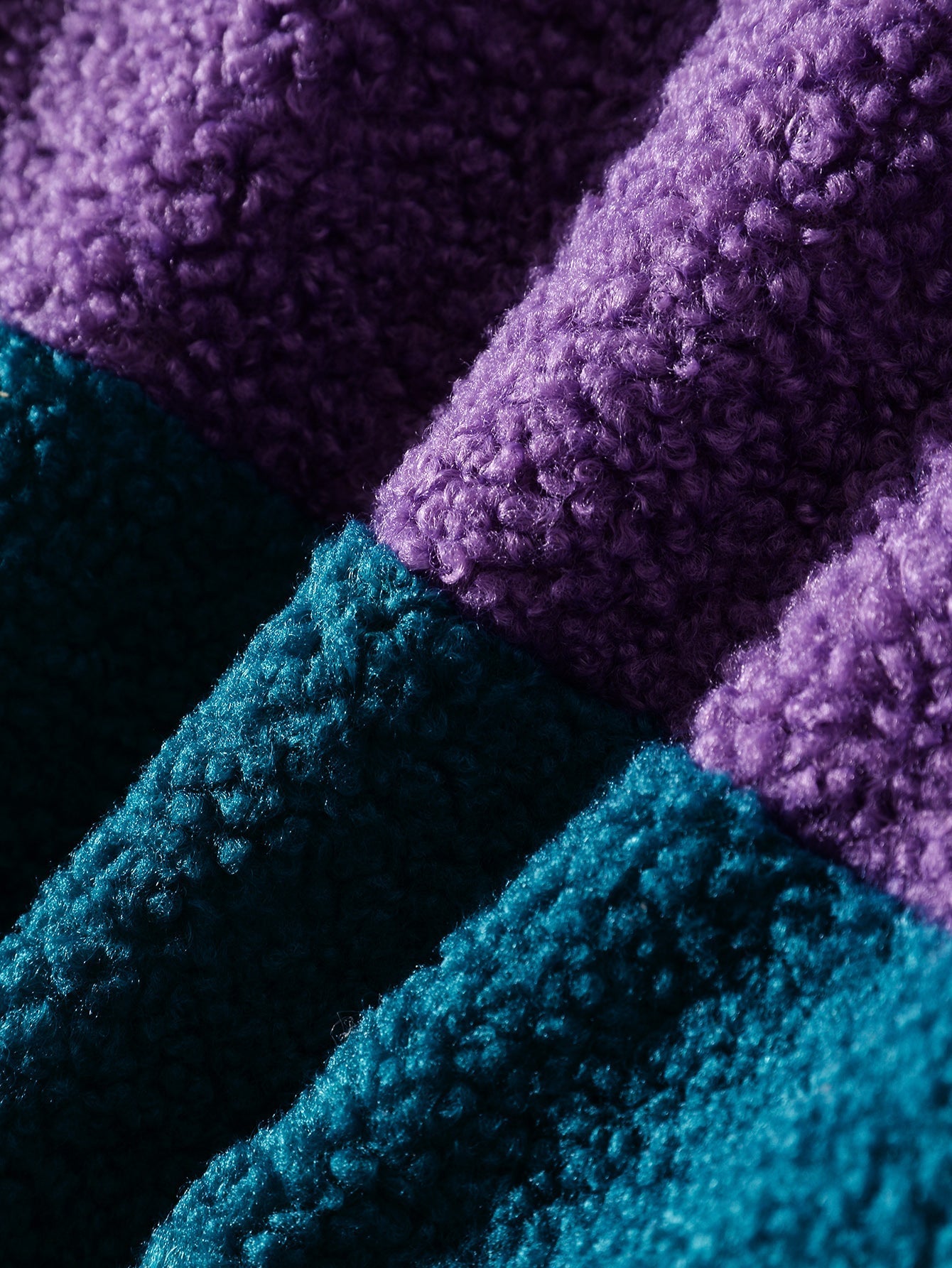 Manteau zippé en polaire Teddy à blocs de couleurs