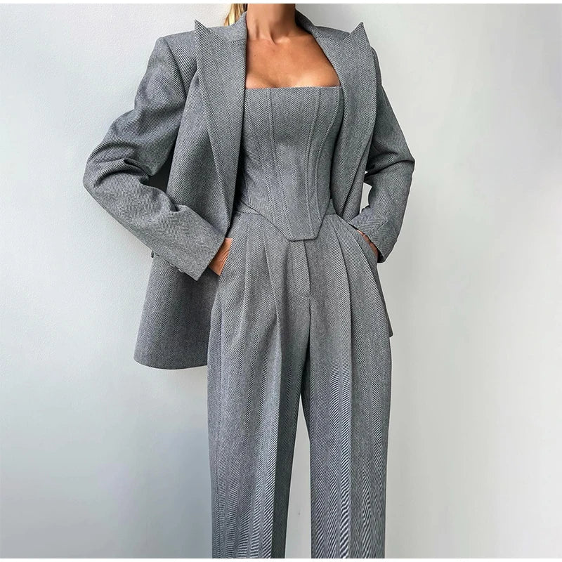 Élodie-Lys™ | Ensemble 3 pièces (corsetto, blazer et pantalon)
