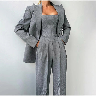 Élodie-Lys™ | Ensemble 3 pièces (corsetto, blazer et pantalon)