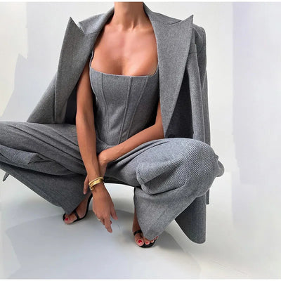 Élodie-Lys™ | Ensemble 3 pièces (corsetto, blazer et pantalon)