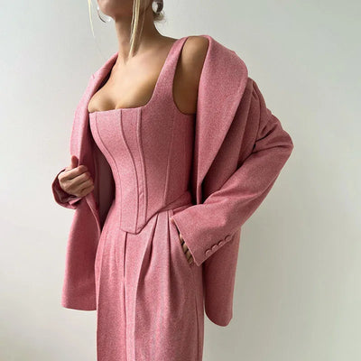 Élodie-Lys™ | Ensemble 3 pièces (corsetto, blazer et pantalon)
