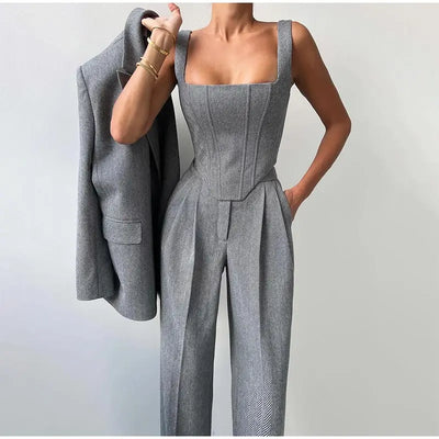 Élodie-Lys™ | Ensemble 3 pièces (corsetto, blazer et pantalon)