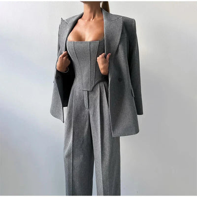 Élodie-Lys™ | Ensemble 3 pièces (corsetto, blazer et pantalon)