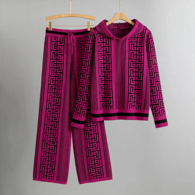 Ameline-Méandre™ | Ensemble sweat à capuche et pantalon en tricot
