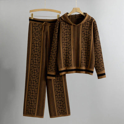 Ameline-Méandre™ | Ensemble sweat à capuche et pantalon en tricot
