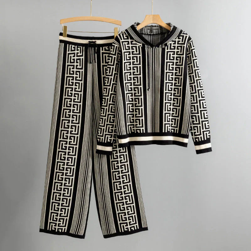 Ameline-Méandre™ | Ensemble sweat à capuche et pantalon en tricot