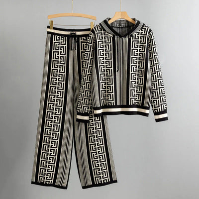 Ameline-Méandre™ | Ensemble sweat à capuche et pantalon en tricot