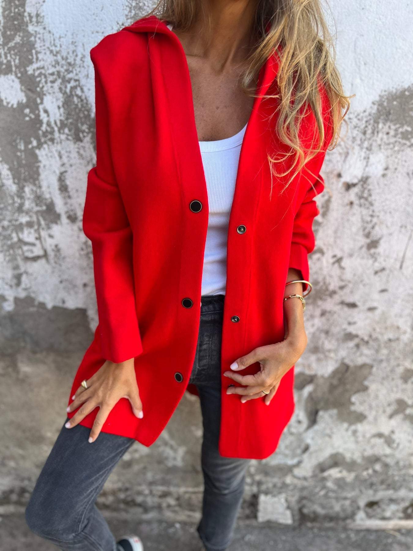 Adriana | Cardigan boutonné à capuche 